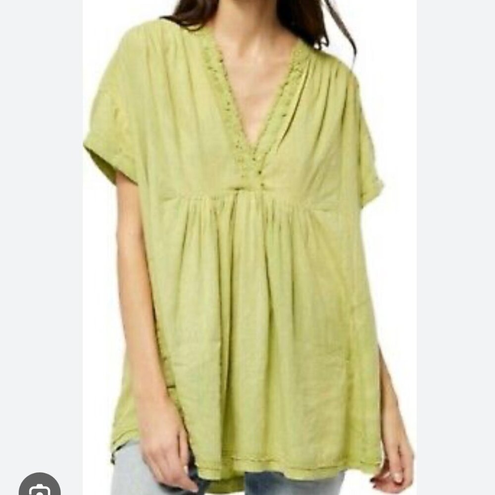 FREE PEOPLE GETAWAY WITH ME TUNIC GREEN XS